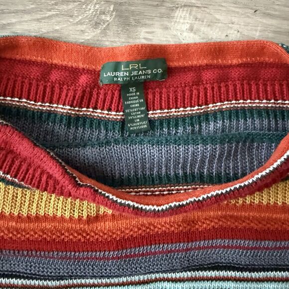 RL Polo, LRL Lauren Jeans Co Vintage Rainbow Stripe Women's Sweater Sz XS Y2k - Picture 5 of 5